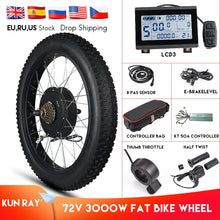 Load image into Gallery viewer, Kunray Electric Fat Bike Motor Wheel 72V 3000W Hub Motor Kit Ebike Conversion Kit Snow Bike Kit Non Gear Hub motor Wheel 55-70KM
