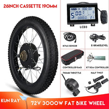 Load image into Gallery viewer, Kunray Electric Fat Bike Motor Wheel 72V 3000W Hub Motor Kit Ebike Conversion Kit Snow Bike Kit Non Gear Hub motor Wheel 55-70KM

